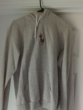Ralph Lauren Classic Women's Light Gray Hoodie w/ Polo Player Embroidery